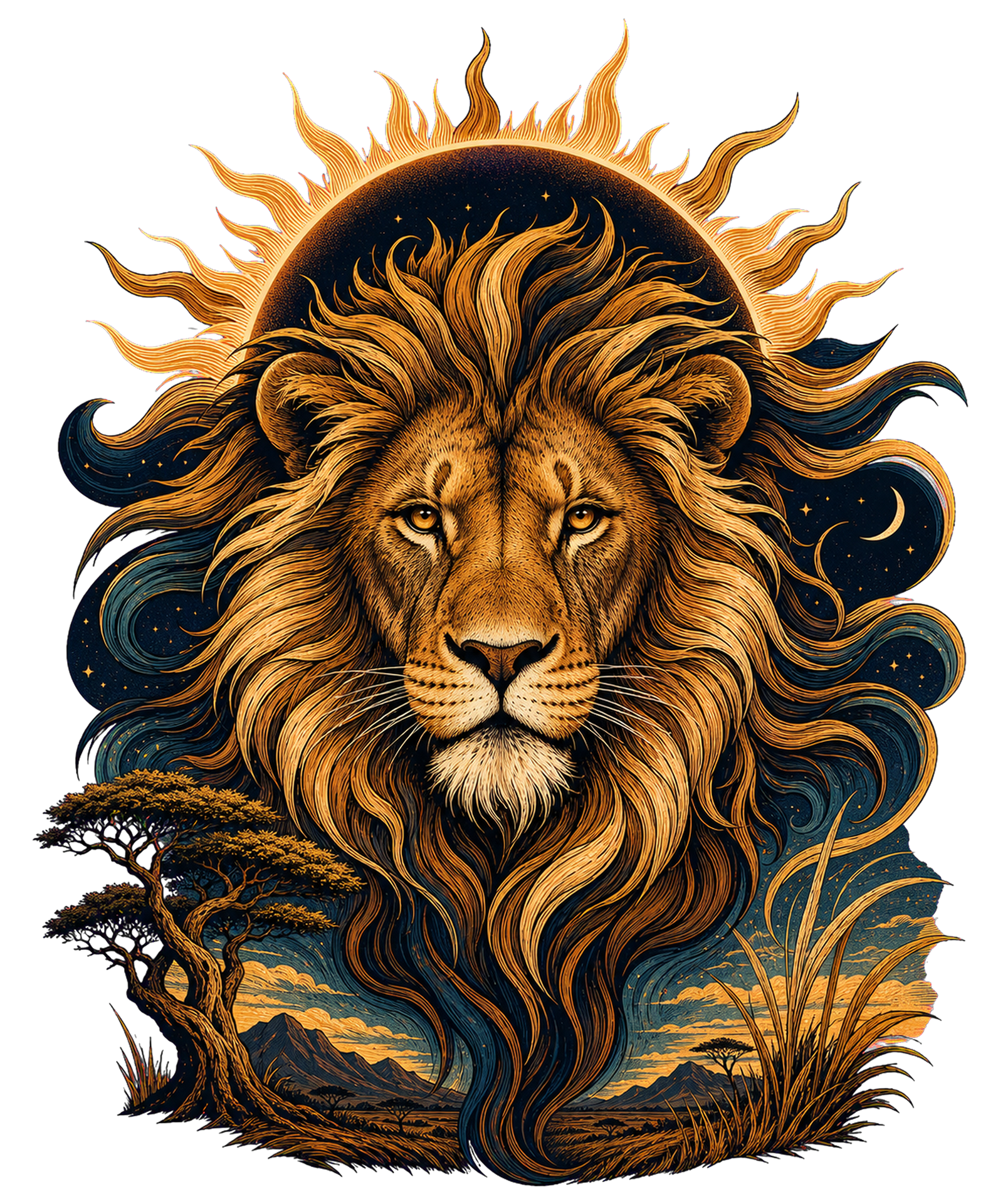 Celestial Lion Graphic Tee shirt artwork