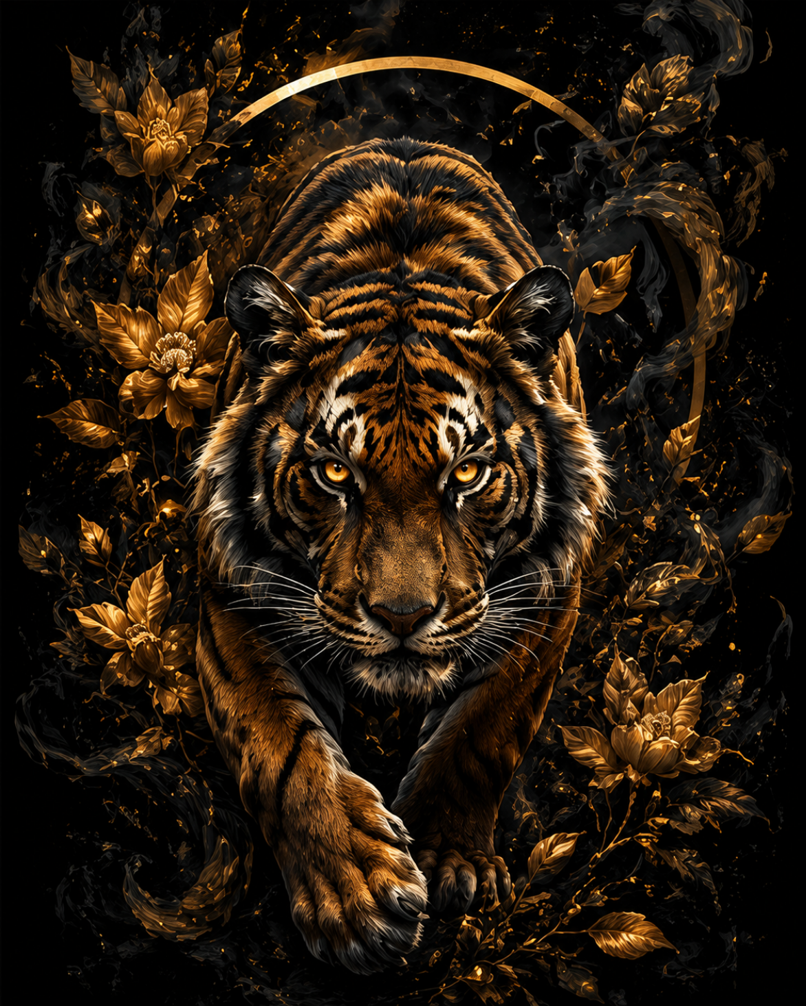 Dark Golden Tiger Wall Art artwork preview