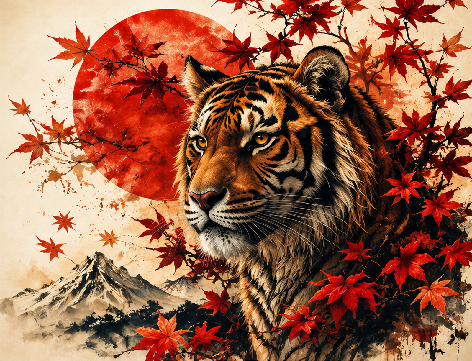Red Moon Tiger Wall Art artwork preview