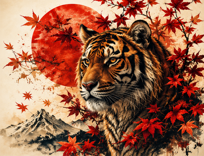 Red Moon Tiger Wall Art artwork preview